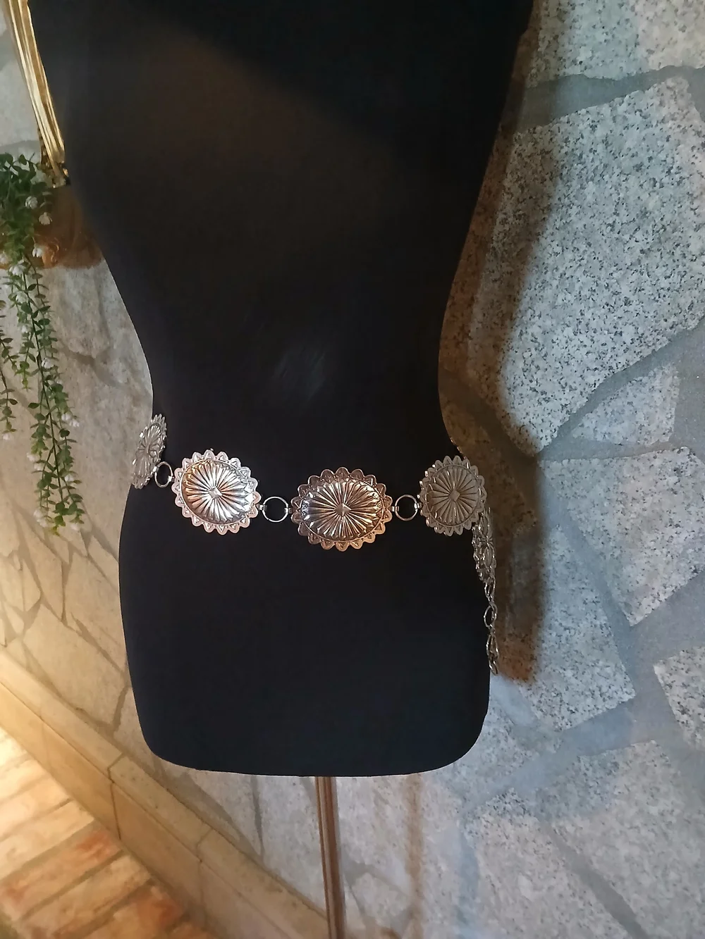 Silver Concho Waist Chain Belt - Women's Accessory